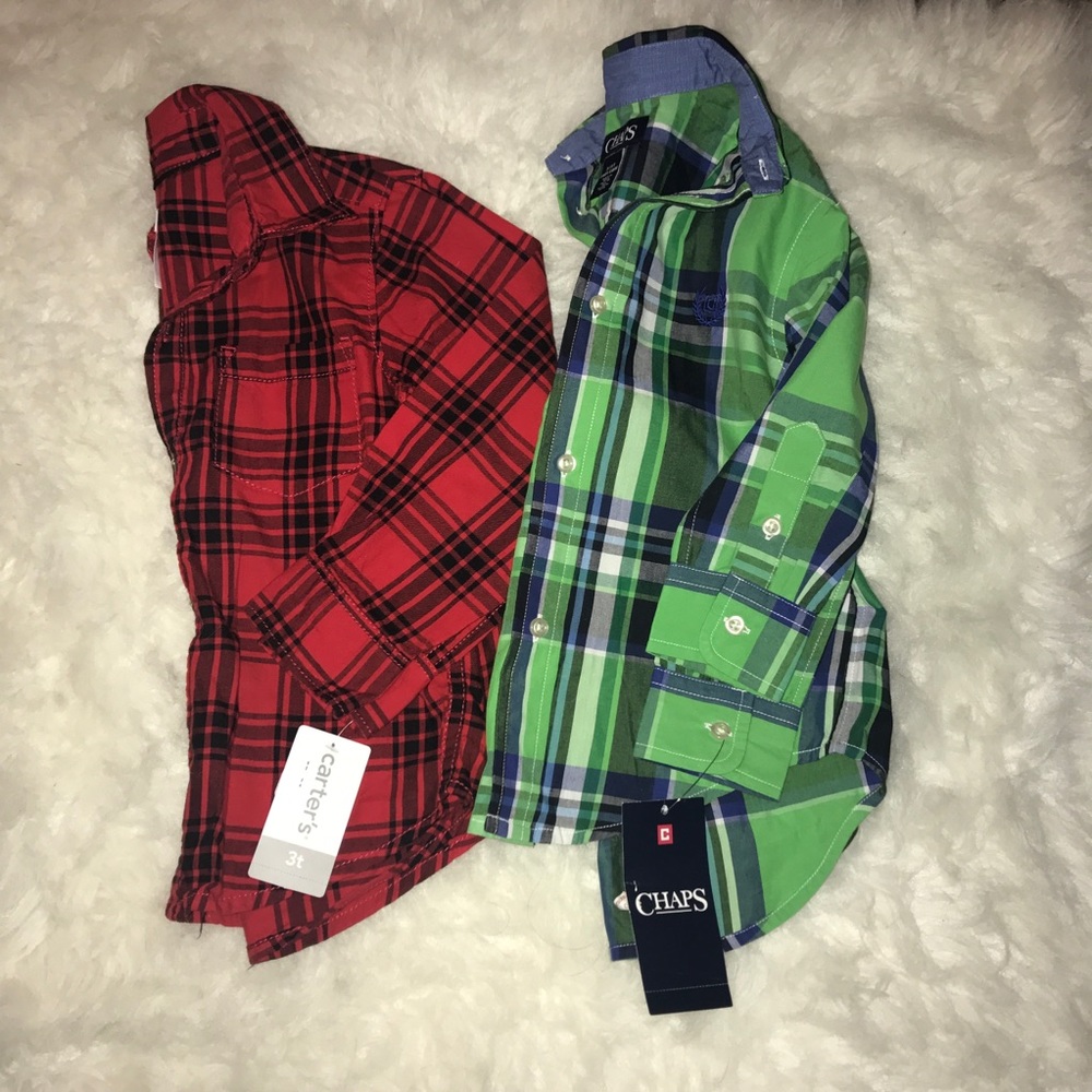 NWT Boys 3T Chaps & Carter’s plaid button downs